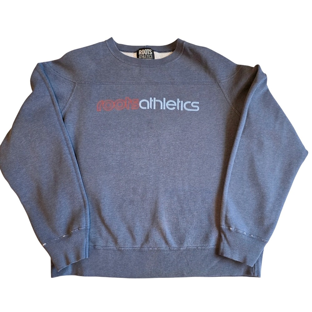 Vintage Y2K Roots Athletics Crewneck Sweatshirt Spellout Blue Mens‎ Large Canada